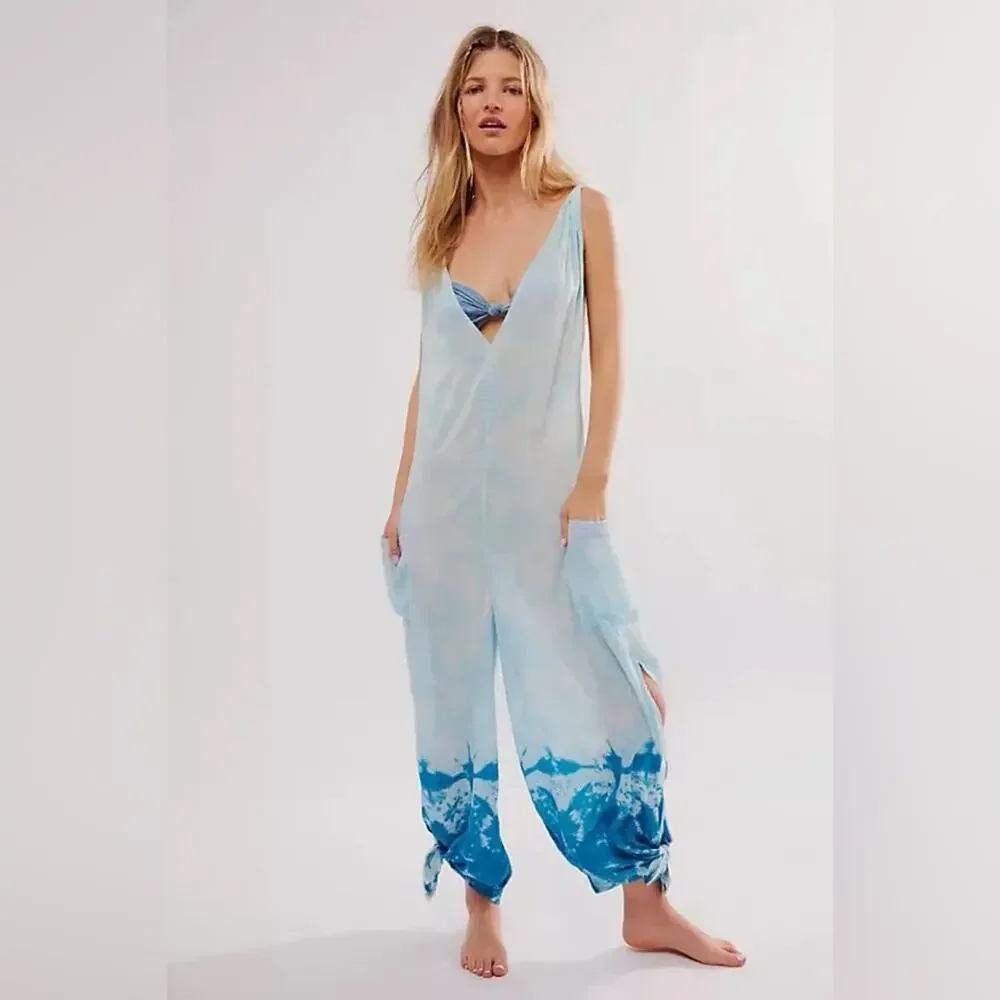 Free People Blue Beach Break Jumpsuit Size Extra Small XS